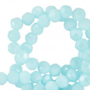 Faceted glass beads 4mm round Serenity blue-pearl shine coating